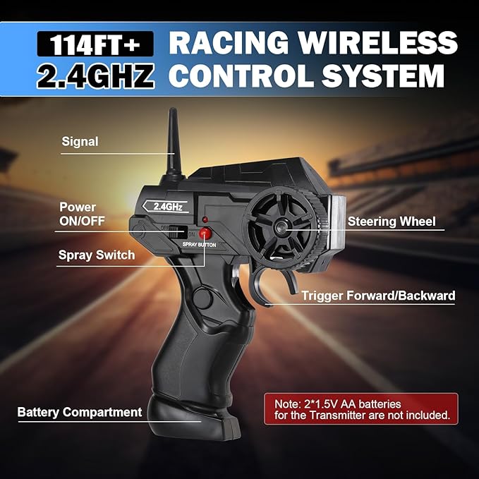 RC Drift Car 1:16 Scale AE86 Model RC Drift Car 4WD 18KM/h High Speed Remote Control Cars with LED Lights Spray Drifting Tires Sport Racing On-Road Vehicle for Teens Adults