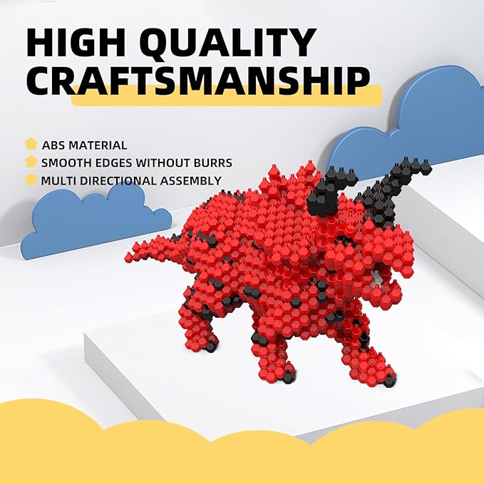 Fun Dinosaur Building Set 519 PCSTriceratops Creative Educational Toys Boys Girls 8+ Animal Figures Building Kit Model Jurassic Dino Blocks Toy Dispaly Present for Kids Adults