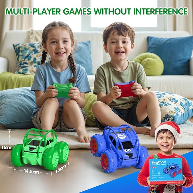 Remote Control Car Fast Direct Charging RC Cars Amphibious Rechargeable Stunt Car 360° Rotating LED 2.4Ghz 4WD All Terrain Waterproof Cars Toy Christmas Birthday Gift Kids Boys 3-12 Years