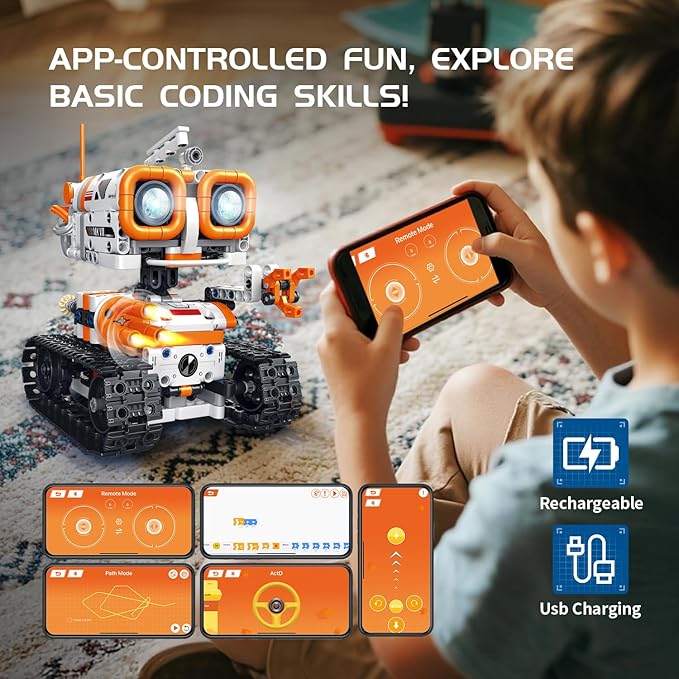 5 in 1 STEM Robotics Building Kit 560 PCS APP/Remote Control Robot Toy Building Block Sets Compatible with Lego Robot Control &amp Programming Coding Robotic Toys Birthday Great Gifts for Boys 8-1