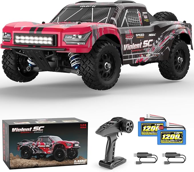 HAIBOXING 3100A 4X4 Off-Road Brushless RC Short-Course Truck 1:14 Scale Fast RC Car Max Speed of 42 km/h (or 60 km/h with 3S Battery) 4WD Electric Powered Remote Control Truck for Adults and Boys