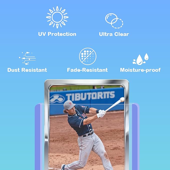 100ct Card Sleeves Hard Plastic - 100pt 3x4 Trading Card Protector Premium Card Sleeves Clear Open-Top Card Sleeve Fits Thick Cards Such as Baseball Soccer Basketball Hockey Game Cards
