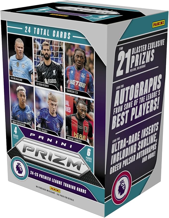 2024–25 Panini Prizm Premier League Blaster Box – EPL Soccer Trading Cards – Includes Blaster Exclusive Prizms Rookies &amp Inserts – Official Panini Retail Set