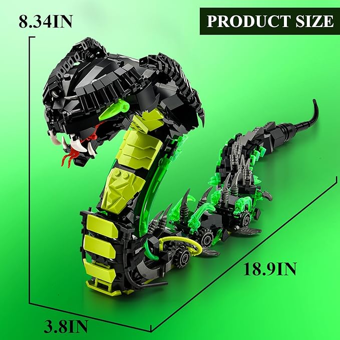 Mechanical Snake Building Sets Creative Snake Animal Collection Toy Adult Home or Office Decor STEM Building Toy Gift for Teens Girl and Boys 8-14 (689PCS)
