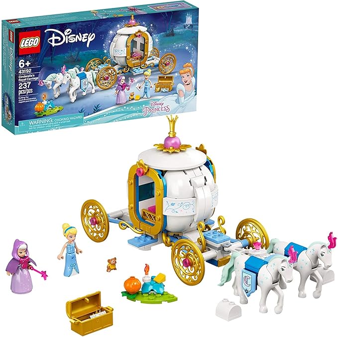 LEGO Disney Cinderella’s Royal Carriage 43192 Creative Building Kit That Makes a Great Gift New 2021 (237 Pieces)
