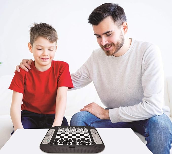 Lexibook Chessman® FX Electronic Chess Game with Tactile Keyboard and Light and Sound Effects 32 Pieces 64 Levels of Difficulty Family Board Game Black/Grey CG1335