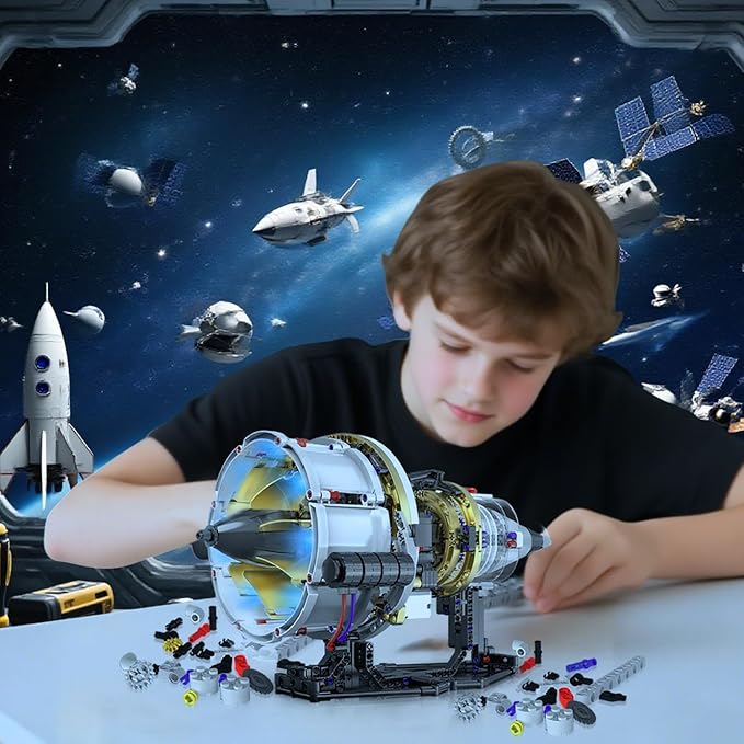 Aircraft Engine Model Kit that Runs - Jet Turbofan Visible Mini Engine with Motor &amp APP Control - Idea Mechanical Gifts Compatible with Lego AirplaneAerospace MOC Engineering Set for Adults