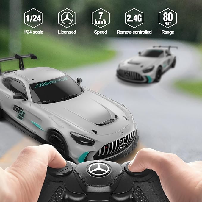 RASTAR 1/24 RC Car Mercedes AMG GT2 Remote Control Car Mercedes AMG Toy Car for Kids Boys Silver RC Sports Car