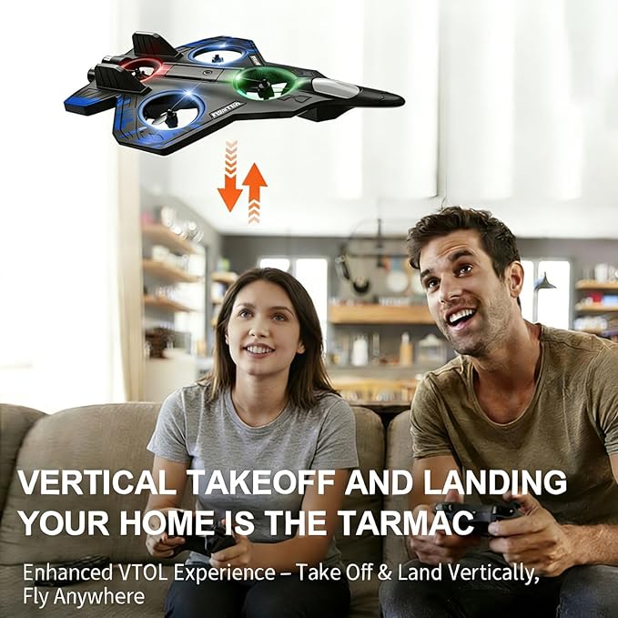 Foam Remote Control Airplanes RC Plane with Light RC Airplane Fighter Jet 360° Flip Stunt Roll Drones for Men RC Airplane (Blue)
