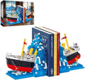 Titanic Building Set Ship Book Nook Kit 2 in 1 Compatible with Regular Size Bricks Cruise Boat Model with Glacier Bookends Construction Kit Toy Gift Home Decor for Adult 14+ 1202 pcs