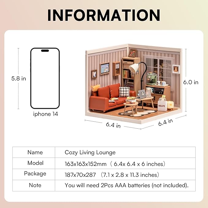 Rolife LED Building Blocks for Adults1:24 Toy Building SetsModel Building Kits for Kids Ages 8-12-15DIY Miniature House Kits for AdultsBirthday Gifts Hobbies for Women Men