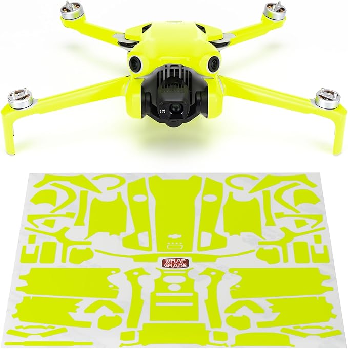 WRAPGRADE Skin Stickers Compatible with DJI Mini 4 Pro | Full Wrap (Neon Yellow)