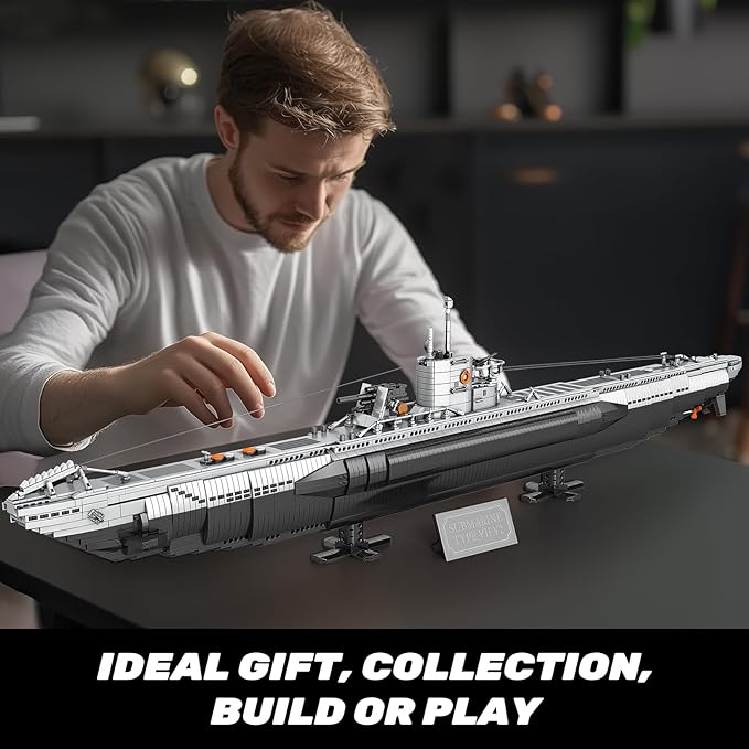 Reobrix U-Boat Submarine Building Set Military Submarine Model Kit for Adults WW2 History Collectible Home Decor Battleship Construction Set 33050 Army Toy Gifts for Boys Men Military Fans