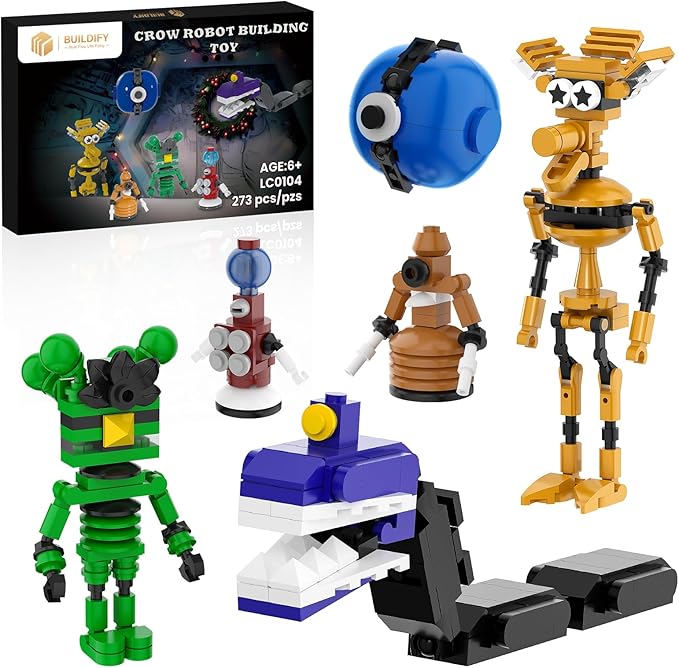 6 in 1 MST3KK Robot Building Set for Fans Tom Servo Crow Robot Model Set of 6 Cartoon Collectible Bricks Toys Halloween Christmas Creative Gift for Adults Kids Boys Girls 6+ 273 Pcs
