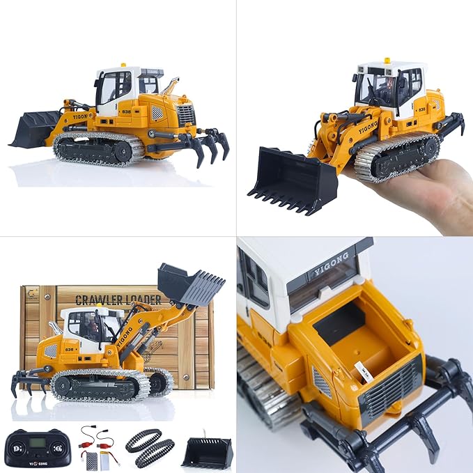 1:50 RC Electric Lifting Tracked Loader Lr636 2.4G Construction Vehicle Metal Bucket Tracks Ripper RTR Model Light Sound Battery Hobby Grade Model for Adult Hobby