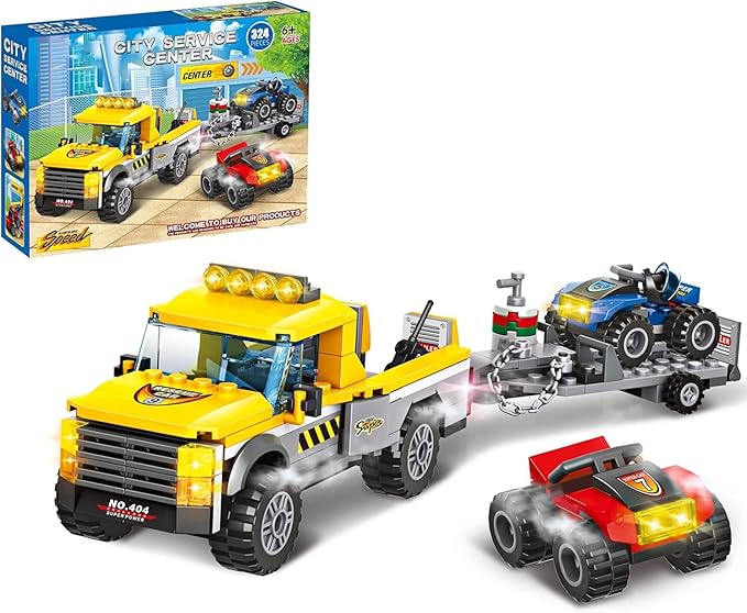 City Race Buggy Transporter Building Set324 PCS 3 in 1 City Service Truck Cars Building Blocks KitSTEM Vehicles ToysConstruction Playset Birthday Xmas Gifts for Kids Boys 6 7 8 9 10-Year-Old