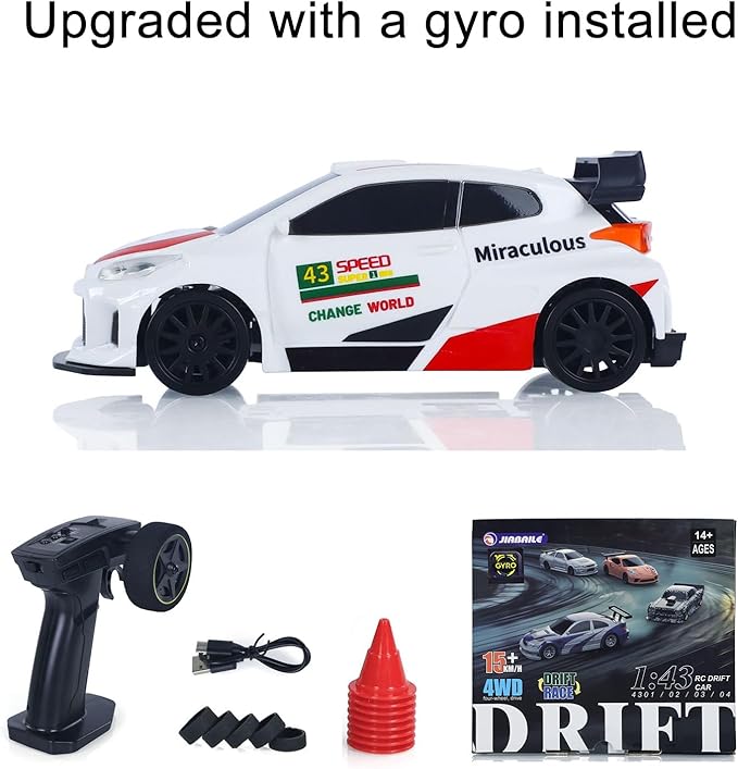 TOUCAN RC HOBBY 1/43 RC Drift Car High Speed 4WD Racing Vehicles 2.4GHz RTR Mini Car Model Radio Battery Lights Gyroscope for Ages 14+