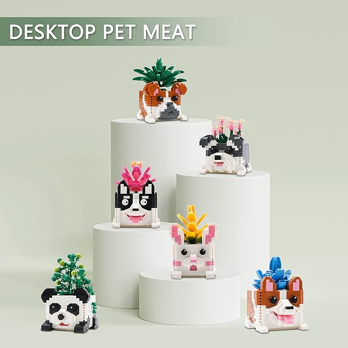Flowers Building Blocks Sets Botanicals Adults Small Flower Plants Block Succulent for Teen 14+ Micro Cute Bonsai Animals Cactus Vase Office Creator 6 in 1 (2765PCS)