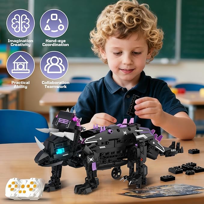 STEM 5 in1 Dinosaurs Building Kits for Kids Ages 8-14 Remote Control and App Controlled Dinosaur Figures Toy Birthday Gift for 8 9 10 11 12+ Years Old