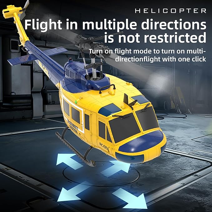 315MM C032 UH-1 Remote Control Helicopter Aircraft for Adults Expert 6CH RC Heli Helicopter Maintain Altitude Brushless Motor/Optical Flow Positioning/Fly Upside Down 3D Rolling RTF