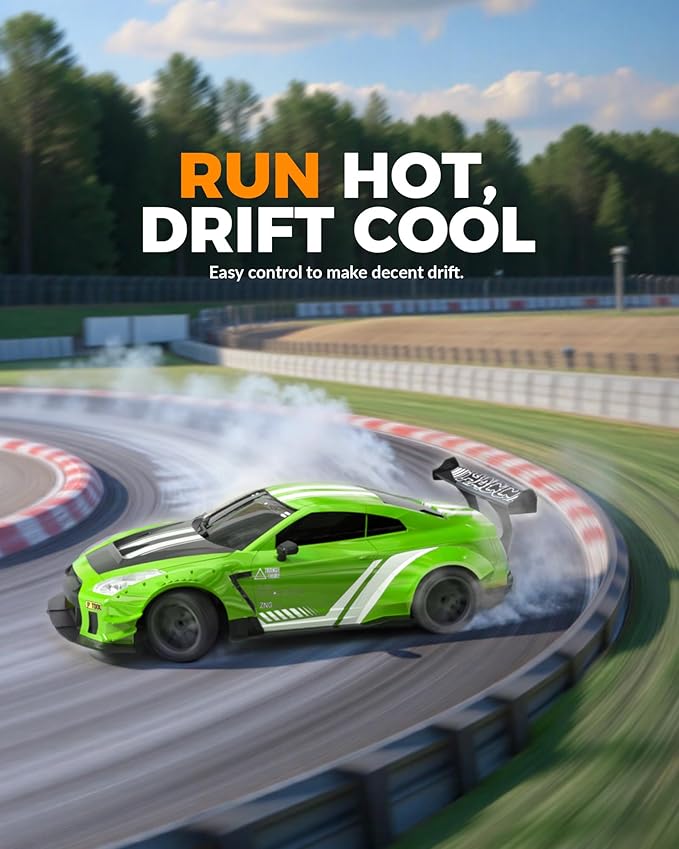 RACENT RC Drift Car 1:20 Scale Remote Control Car with LED Light 2.4GHz 20KM/H 4WD High Speed RC Vehicle Racing &amp Drifting Tires Two Batteries Toy Idea Gift for Adults Boys Girls and Kids (Gr