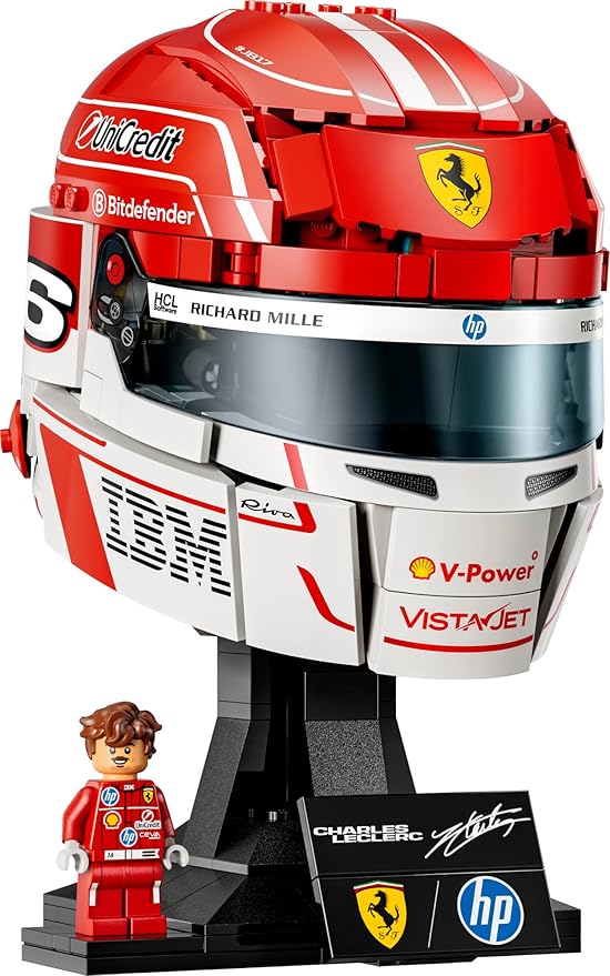 LEGO Editions Scuderia Ferrari HP Charles Leclerc Helmet - Building Set for Teens Ages 14+ - Collectible F1 Display - Bedroom or Home Office Decor - Gift for Formula 1 Fans - 43014