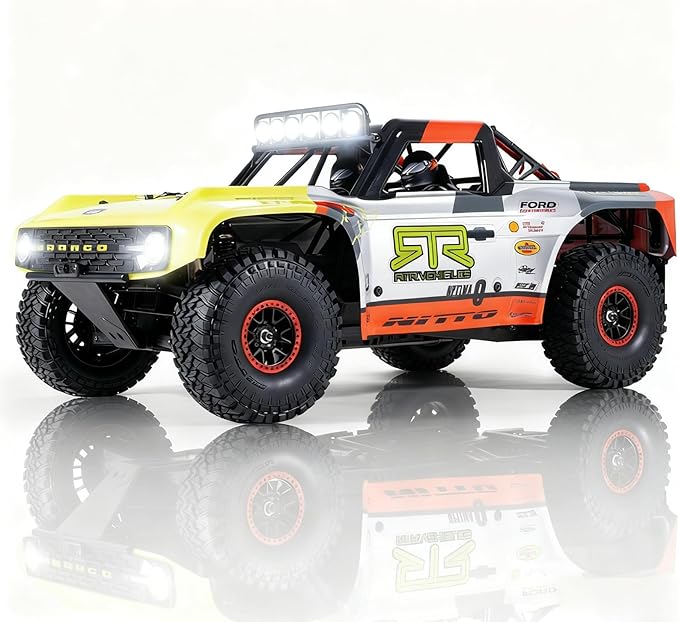FMS 1/7 Ford Bronco RTR EB Fast RC Truck – Licensed by Ford &amp RTR Vehicles 80km/h Short Course Truck 4WD Brushless RC Car CNC Metal Parts Off-Road Rock Crawler 4x4 for Adults (2025 paint schem