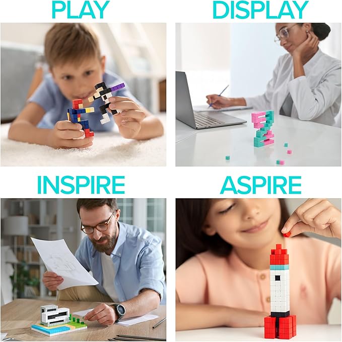 PIXIO Coffee - Tiny Magnetic Blocks Building Toy in The Pixel Art Style with Free App - 5/16 Plastic Cubes with 6 Magnets Inside - Open Ended Toy - Creativity Kit for Ages 6+ - 60pcs