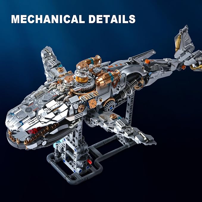Mechanical Whale Building Set for AdultsOcean Fish Animal Model Toys with Lights for Home Office DecorBuilding Blocks Gift for Teens 14+(1388PCS)