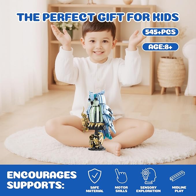 Ideas Magic World Owl Flower Animal Building Set Owl Creative Desk LampCollectible Harry Bird ModelGifts for Adults or Teens Kids 8+ (1288 Pieces)