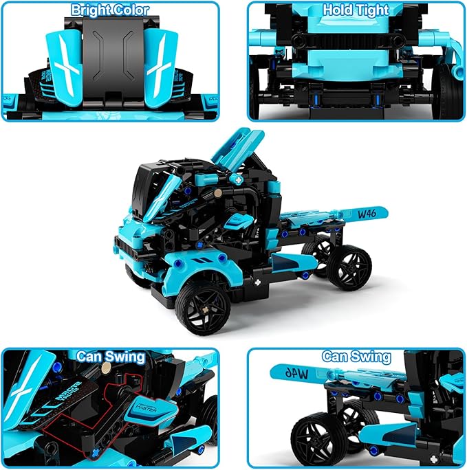 STEM Remote Control Car Building Kit Toys for Kids Age 8-12 with 2in1 STEM Robots Building Set Remote &amp APP Controlled Car/Robot RC Car Toy Set for Boys Girls 466 Pcs (Dark Cyan)