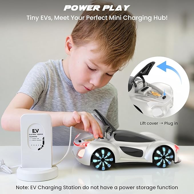 SIMREX Gesture Sensing Remote Control Car with Charging Dock - 360° Rotate Drift RC Stunt Car Toy 40 Min Playtime Dual Control Spray Mist &amp LED Lights Birthday Gift for Kids Boys Girls（White）