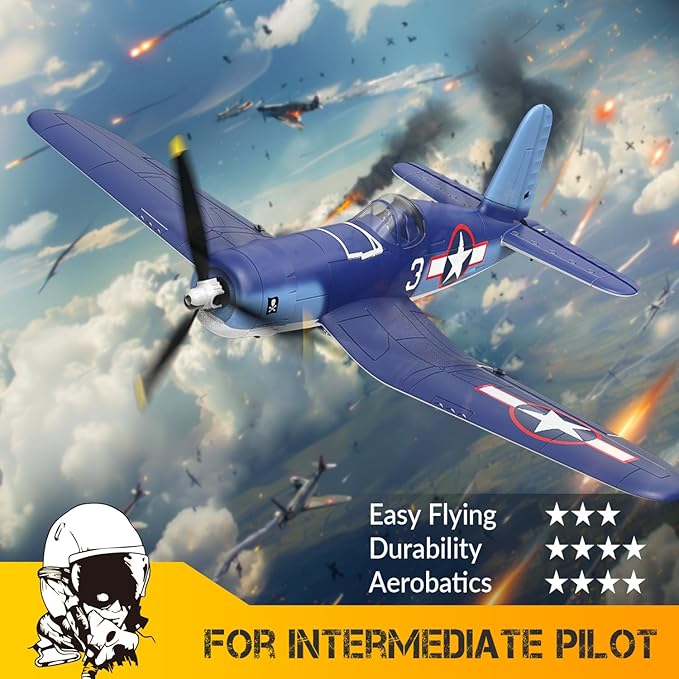RC Planes for Adults 4 Channel RTF F4U Corsair RC Airplanes Fighters with 6-Axis Gyro 3 Flight Modes and One-Key Aerobatic Function Wingspan 400mm Suitable for Outdoors and Gifts