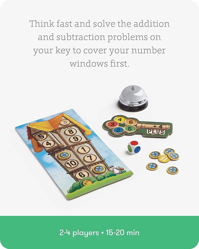 SimplyFun Math Room - Educational Game - Quick Thinking &amp Fun Games for Kids Ages 5 &amp Up - Fast Solving Addition &amp Subtraction Game - 2 to 4 Players
