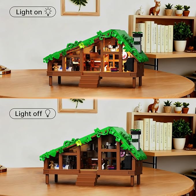 Folk Cabin Building Set Folk House Compatible with Lego Forest Cabin House Building Creative Collection Toys Mysterious Cabin ModelChristmas Birthday Gifts for Girls Adult (664 PCS)