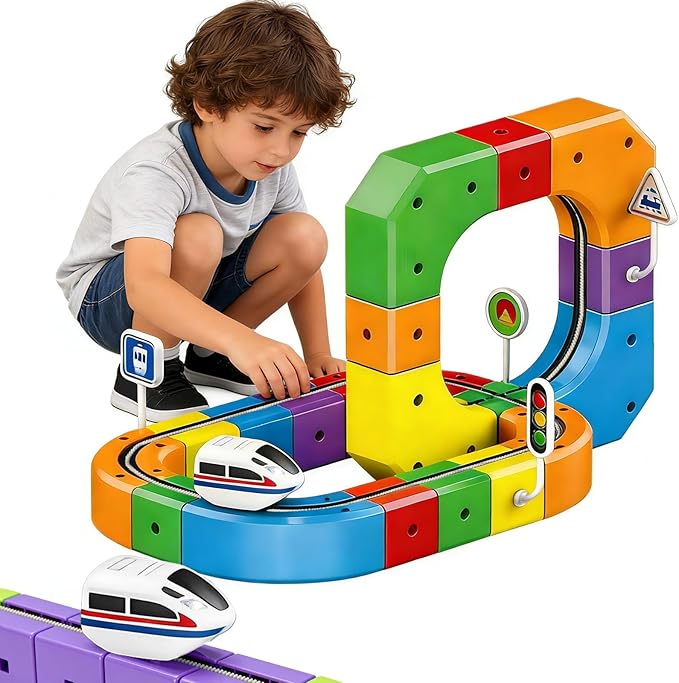 Electric Train Set 3D Magic Flexible Race Tracks for Kids Ages 3 4 5 6 7 8 51PCS Anti Gravity Race Track with Car STEM Educational Building Toy Boys Girls Birthday Christmas