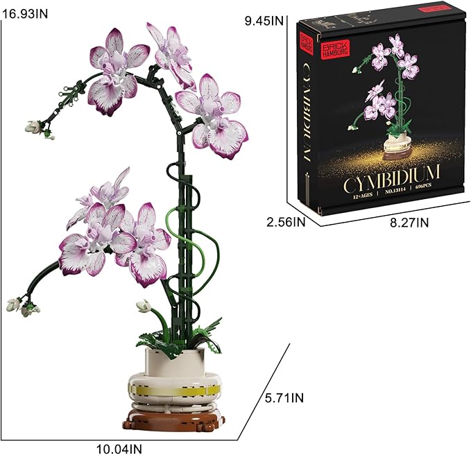 Flowers Toys Building Blocks Set with Vase Artificial Plants Building Blocks Collection Home&ampOffice Decor Gift for Adults Teen Girls
