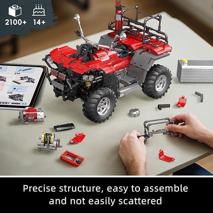 Mould King Fire Truck ATV Building Set 2100+ Pcs RC/APP Control All-Terrain Vehicle Building Blocks Kits That Run with Equipment Model Collectible Gift for Adults Teens