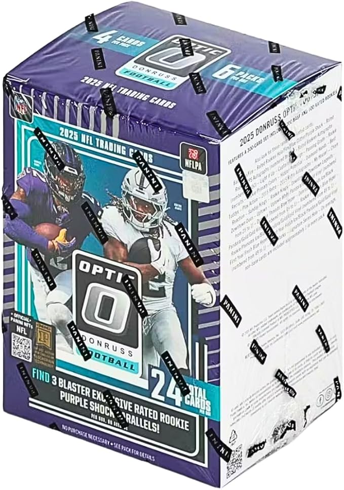 2025 Donruss Optic Football NFL Blaster Box with 24 Trading Cards + 6 Toploaders and StreetCards Magnet! Look for Downtown!