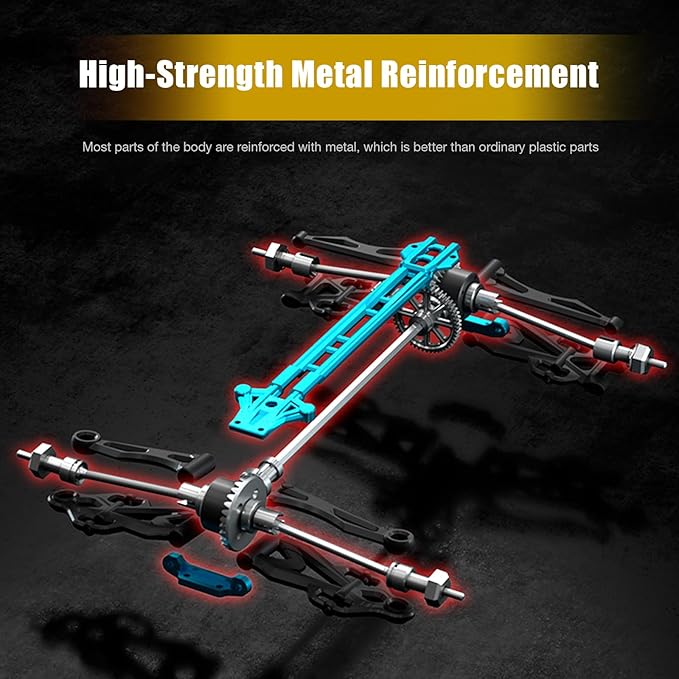 1/16 Brushless Fast RC Car for Adults Top Speed 43mph Electric Off-Road RC Monster Trucks 4X4 Remote Control High Speed RC Car for Hobby Toy Gifts (Blue)