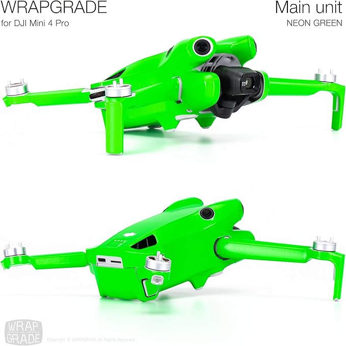 WRAPGRADE Skin Stickers Compatible with DJI Mini 4 Pro | Full Wrap (Neon Green)