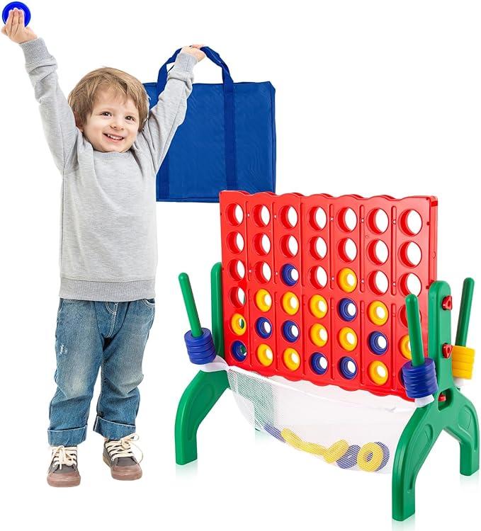1.9 Feet Giant 4 in A Row Game Jumbo 4-to-Score Connect Game Set for Kids &amp Adults Outdoor Yard Lawn &amp Indoor Floor Play Family Game Night &amp Party Board Games Grand Birthday Easter Gif