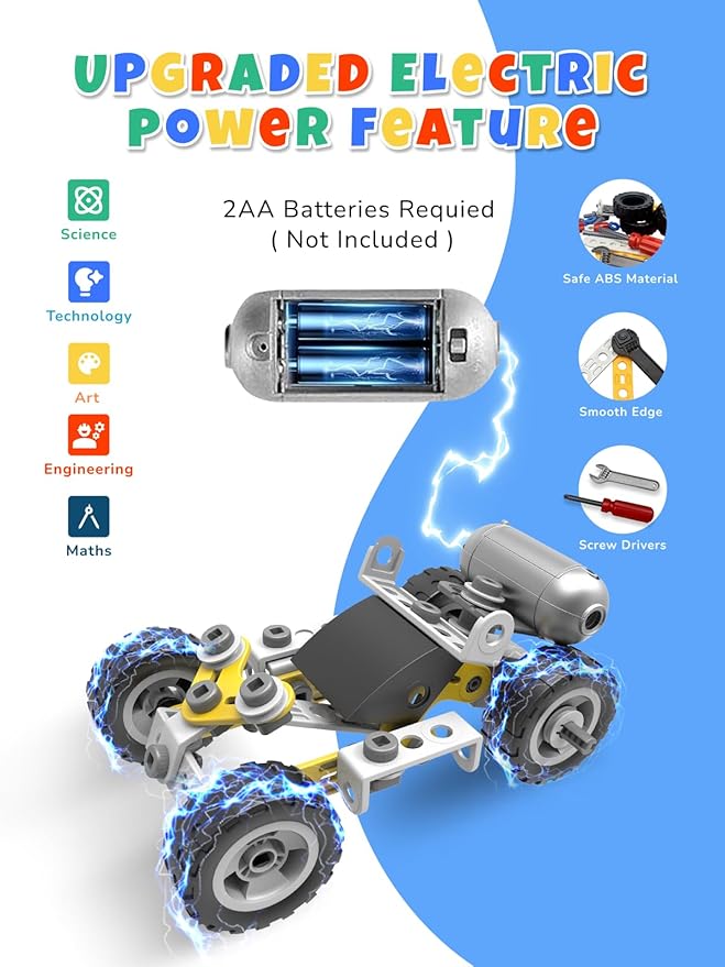 10 in 1 STEM Toys for 5 Year Old Boy Building Toys for Kids Ages 4-8 5-7 6-8 STEM Engineering Construction Kit with Electric Motor Educational Science Gift for 5 Year Old Boys