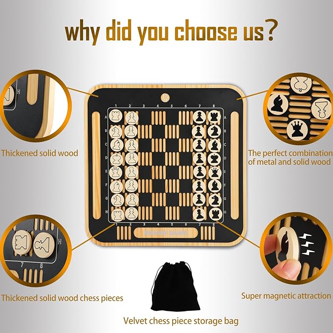 Home Wall Chess Board Game Room Furniture Decor Deluxe Chess Set Pine Chessboard Covered with Exquisite Carved Metal Layers. Equipped with Chess Pieces and Storage Bags