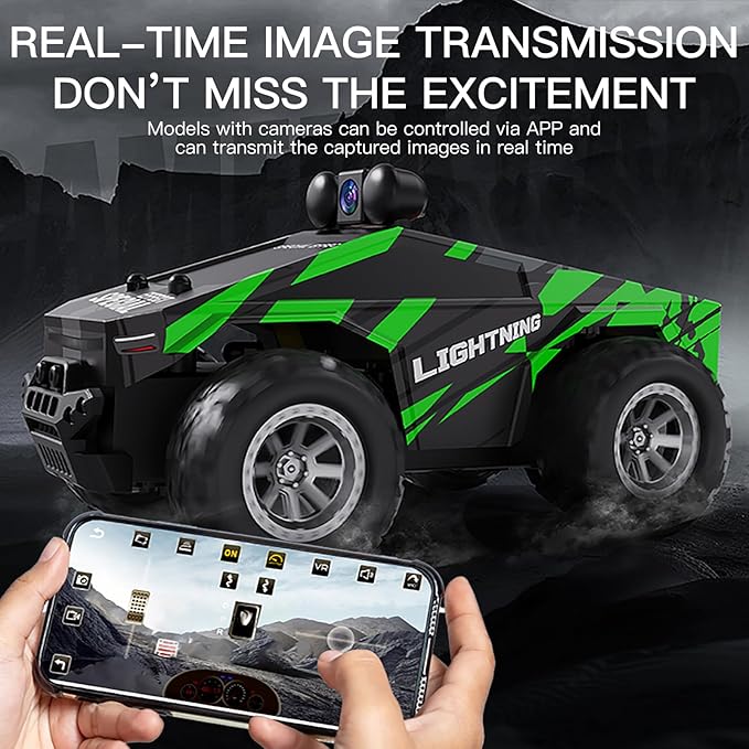 RC Cars FPV Camera RC Car with LED Lights - High Speed Remote Control Racing Truck for Adults &amp Kids 1:28 Scale Hobby Grade Off-Road Buggy Gift Set HD Live Video &amp Night Driving