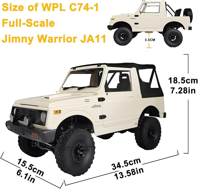 Skymaker WPL C74-1 Suzuki Jimny 1/10 Outdoor Remote Controlled Car 4WD Four Wheel Drive RC Car Rock Crawling Crawler for All Terriens Off-Road Driving