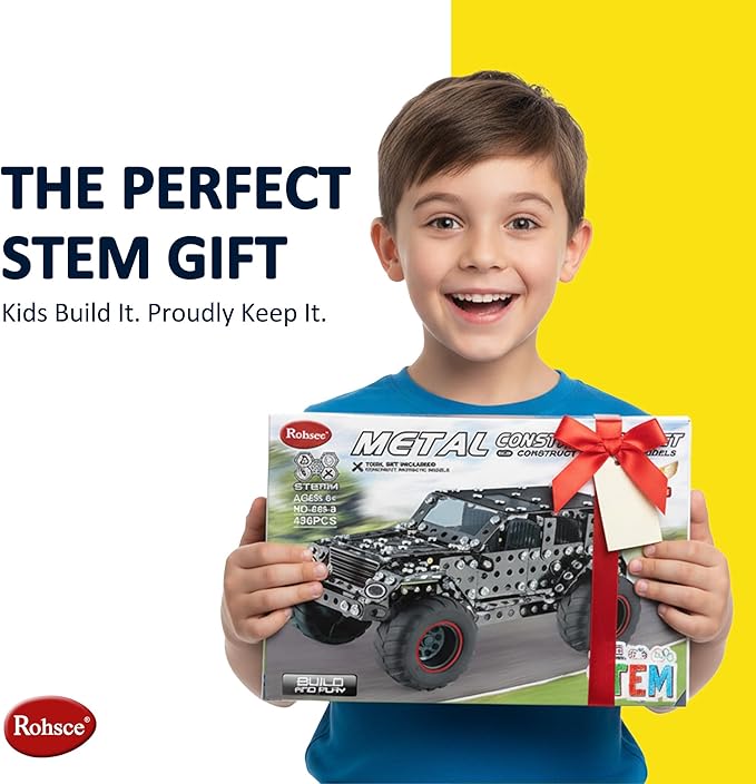Metal Building Toys for Boys &amp Girls 8-12 Years Old 496 Pcs Off-Road Vehicle Model Truck Kits STEM Engineering Construction Set Monster Car Educational Gift for Kids Ages 8 9 10+
