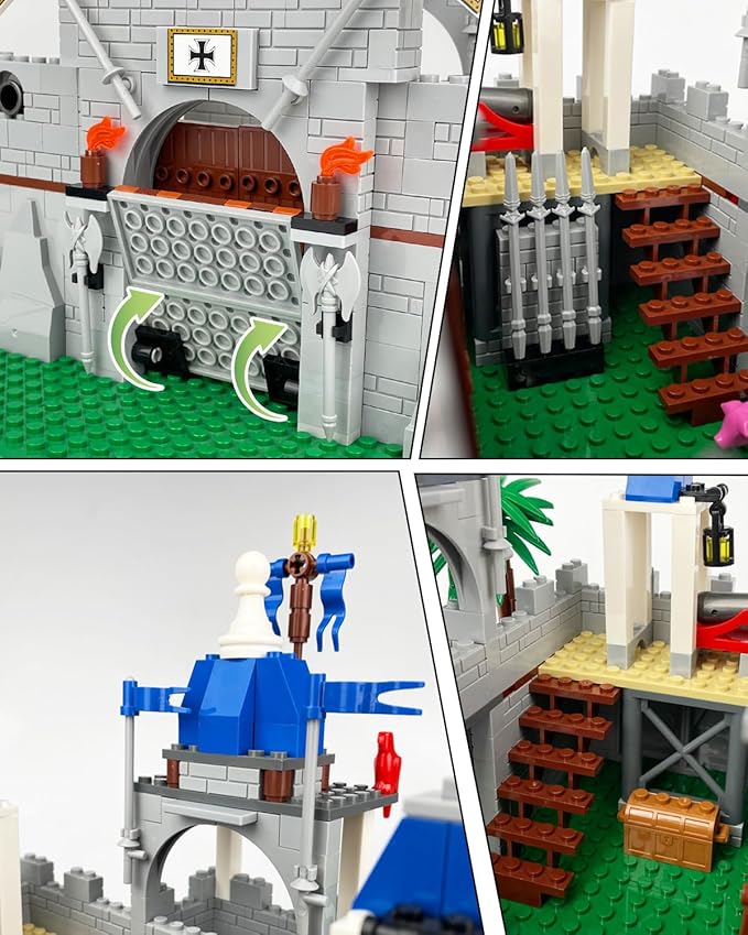 Medieval Knight Castle Building Blocks Set – Comes with 12 Knights Figures  Compatible with Lego Medieval Town Square House Toys  for Adults &amp Children Ages 6+