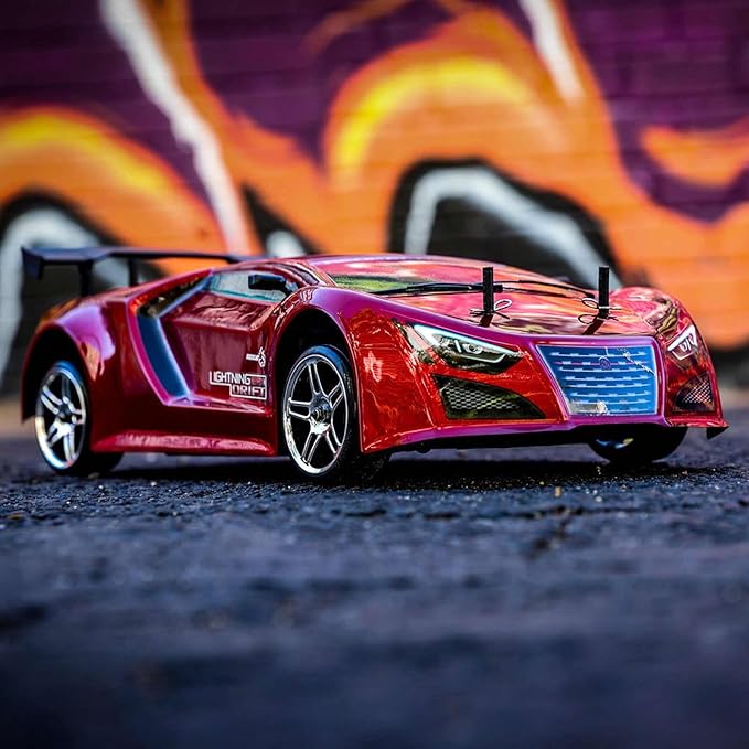 Redcat Racing Lightning EPX RC Drift Car 1/10 Scale 4WD with 2.4GHz Radio 19T Brushed Motor Tunable Suspension Remote Control Car with Battery and Charger - Metallic Red