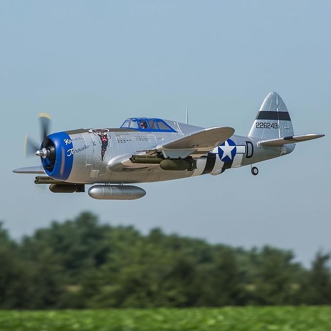 E-flite RC Airplane P-47 Razorback 1.2m BNF Basic-Transmitter Battery and Charger Not Included EFL08450 Airplanes B&ampF Electric